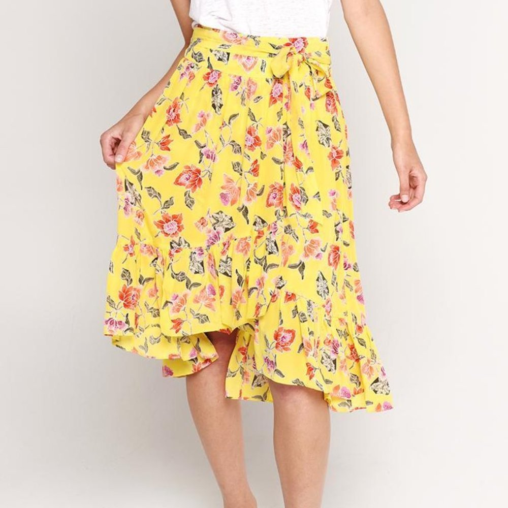 Joie Denisha Skirt 4 Floral Ruffle 100% Silk Skirt